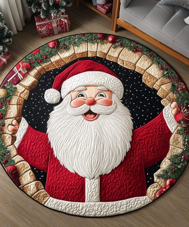 Santa Joy Quilted Round Mat