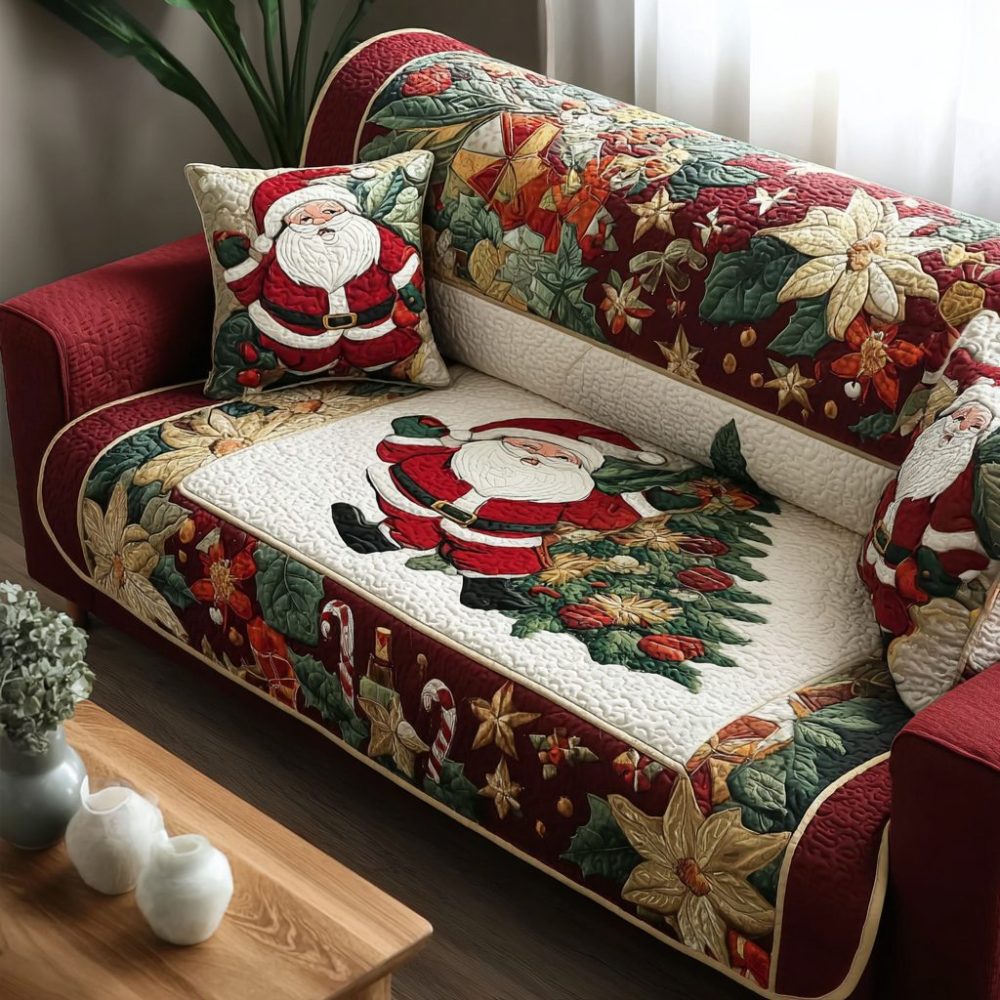 Santa Joy Quilted Sofa Cover