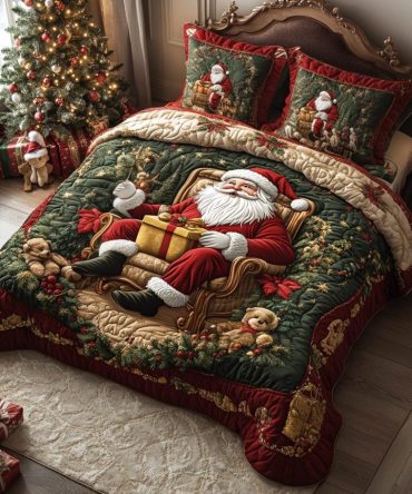 Santa Moment 3-Piece Quilted Bedding Set
