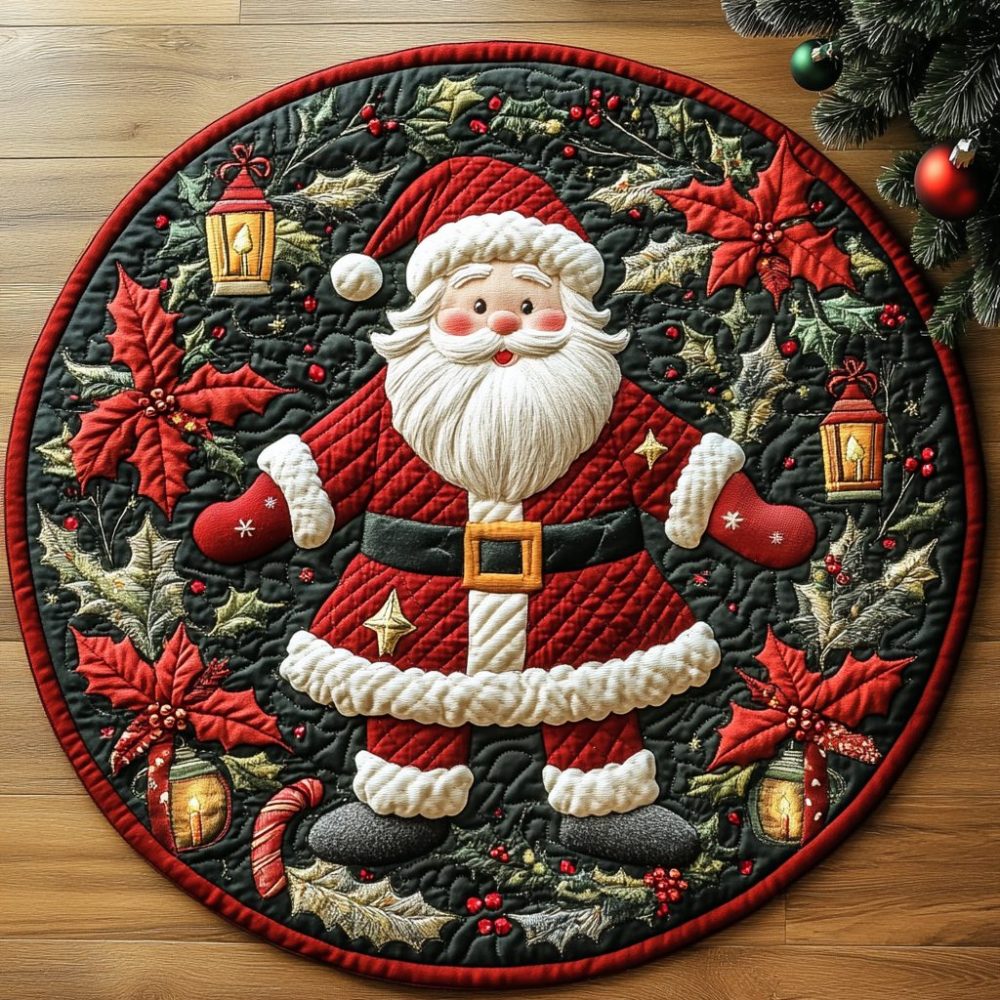 Santa Nights Quilted Round Mat