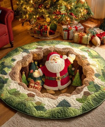 Santa Pine Base Quilted Round Mat