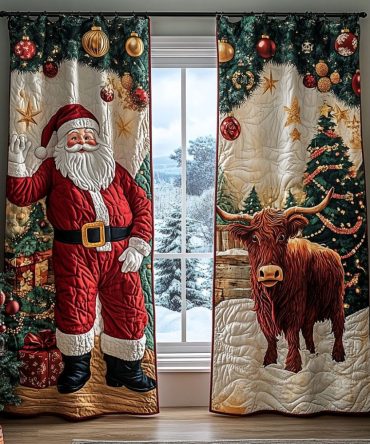Santa Portrait Quilted Curtains