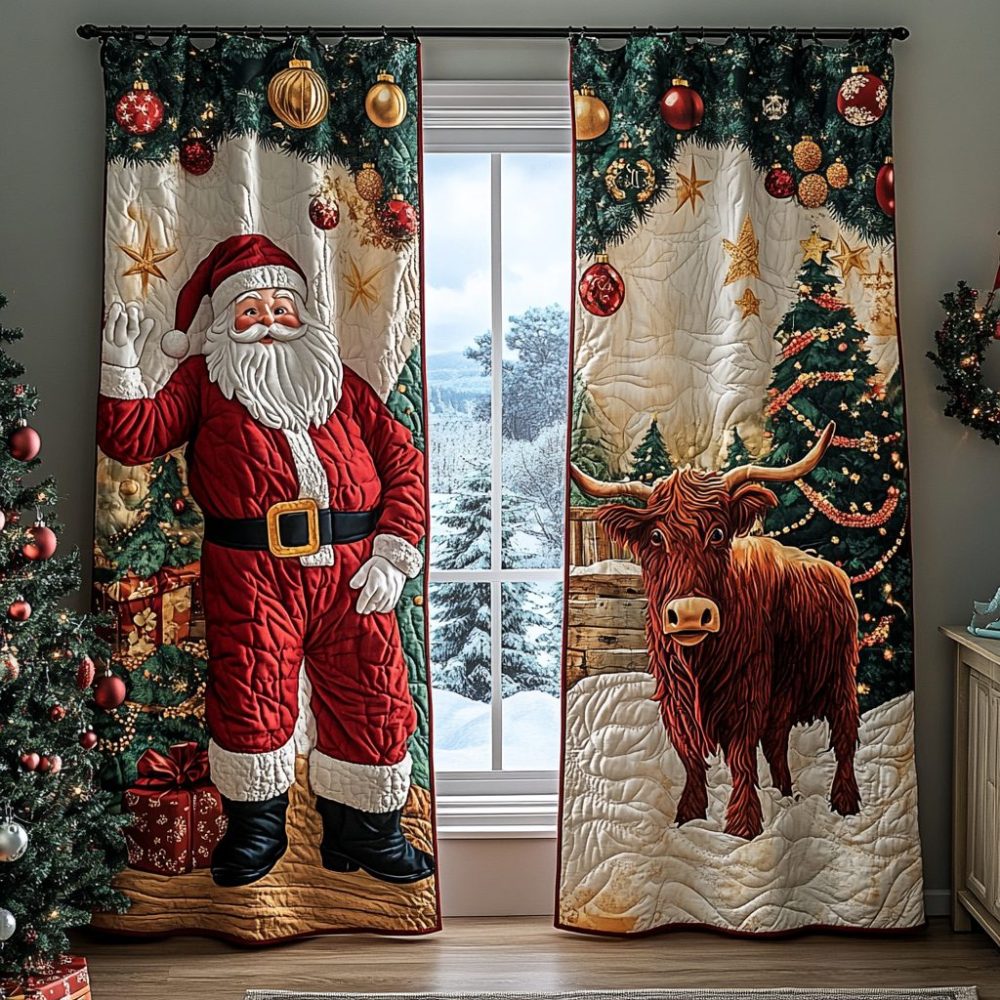 Santa Portrait Quilted Curtains