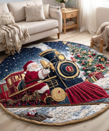 Santa Rail Journey Quilted Round Mat