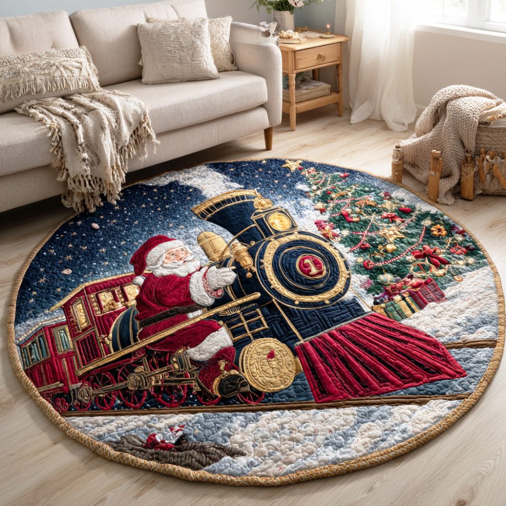 Santa Rail Journey Quilted Round Mat