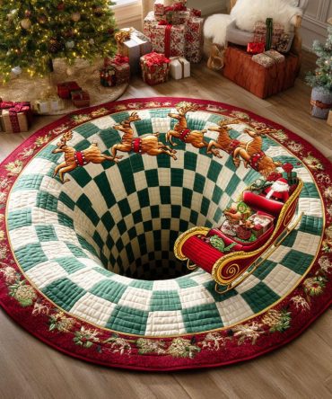 Santa Ride Quilted Round Mat
