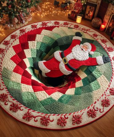 Santa Sleigh Quilted Round Mat