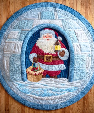 Santa Snow House Quilted Round Mat