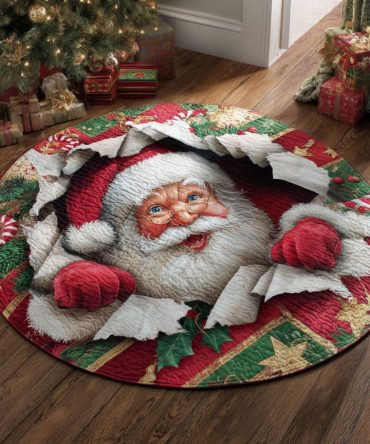 Santa Surprise Quilted Round Mat