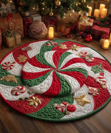 Santa Sweet Spin Quilted Round Mat