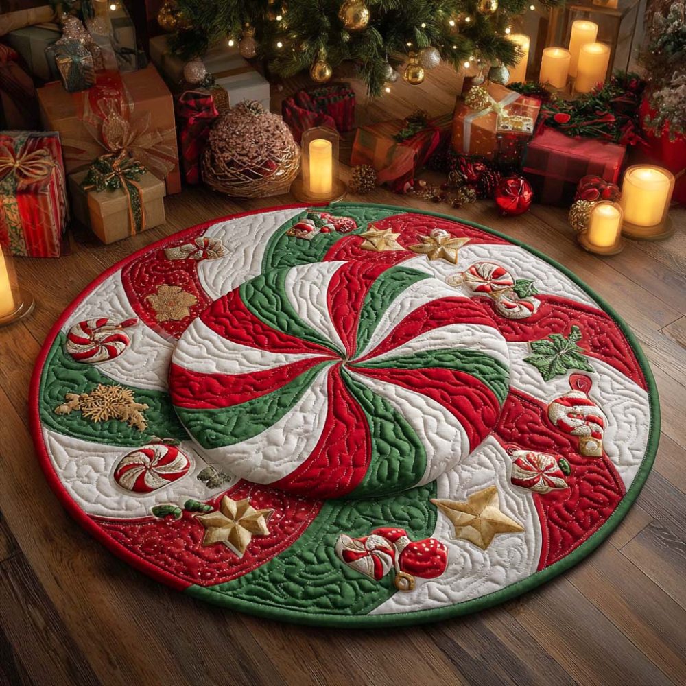 Santa Sweet Spin Quilted Round Mat