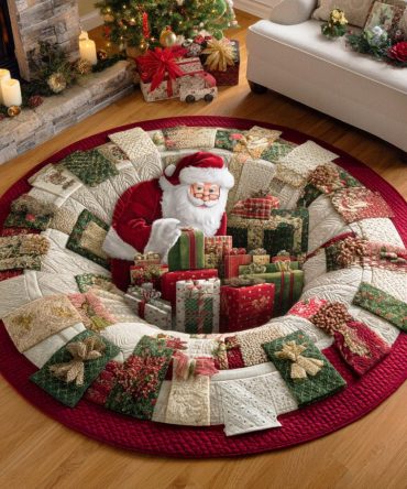 Santa Treasure Quilted Round Mat