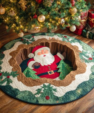 Santa Tree Root Quilted Round Mat
