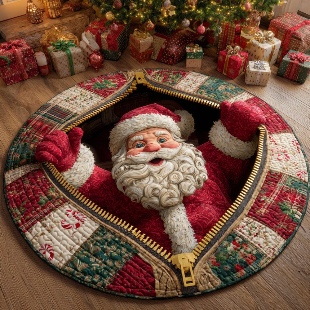 Santa Whisper Quilted Round Mat