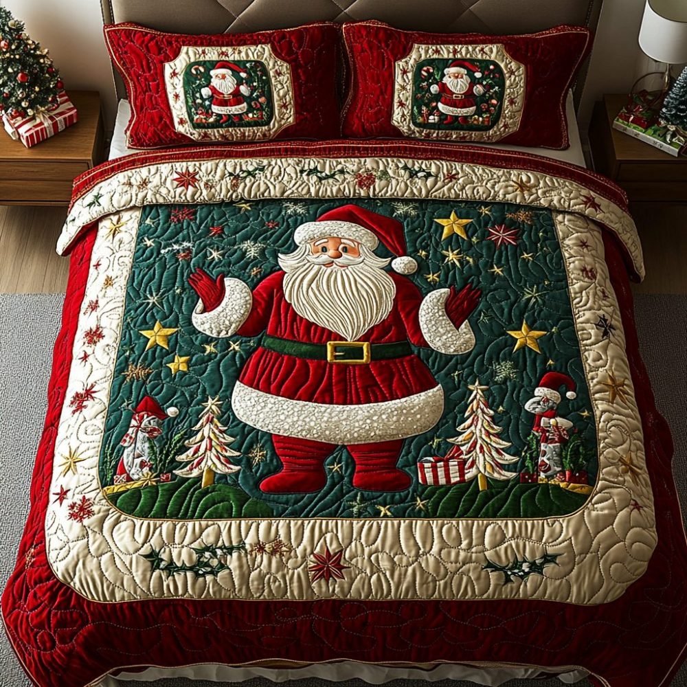 Santa Workshop Magic 3-Piece Quilted Bedding Set
