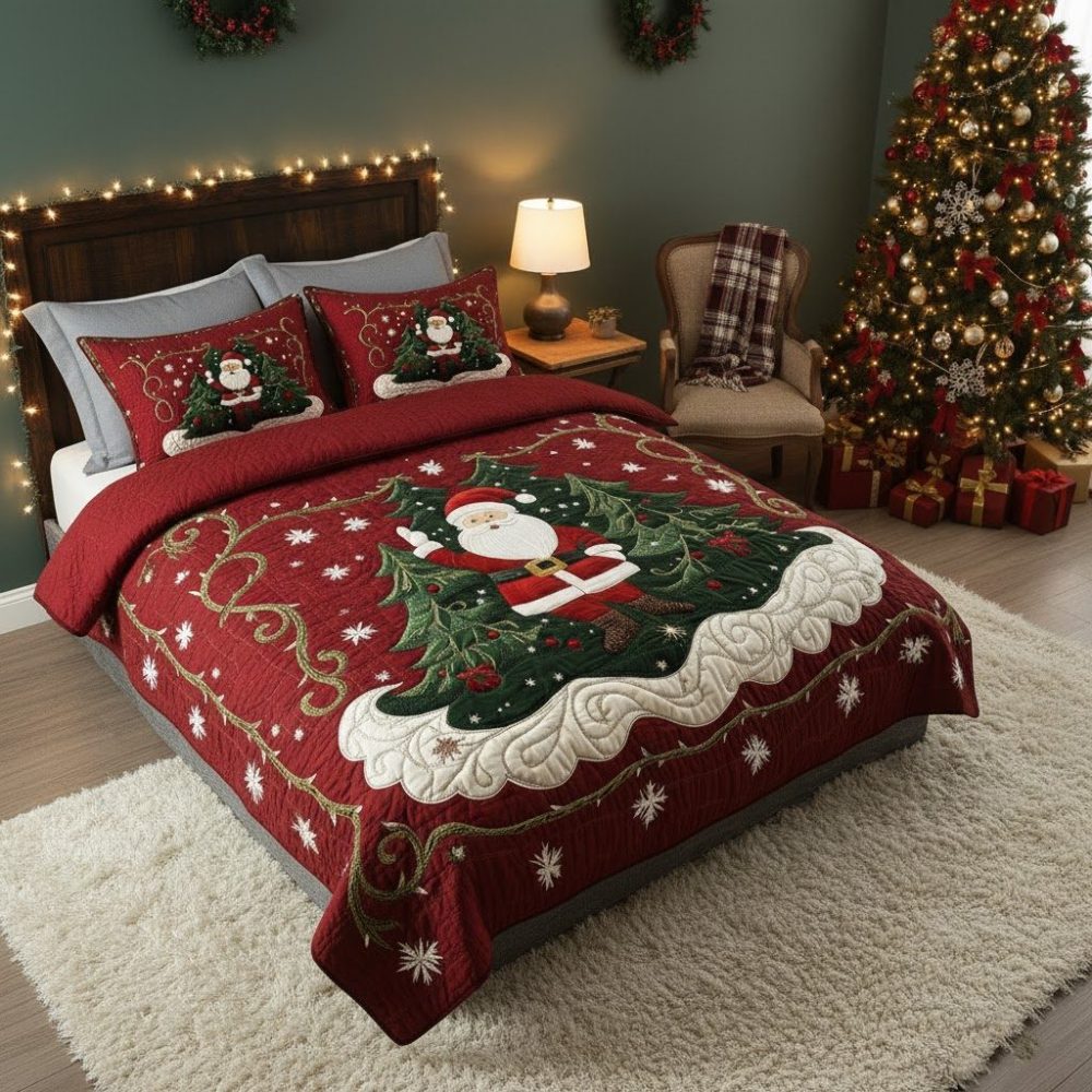 Santa Workshop Wonder 3-Piece Quilted Bedding Set - Image 2