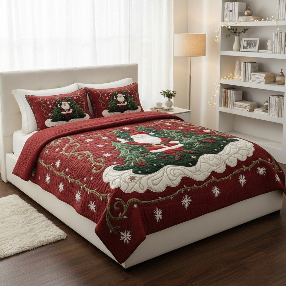 Santa Workshop Wonder 3-Piece Quilted Bedding Set - Image 3