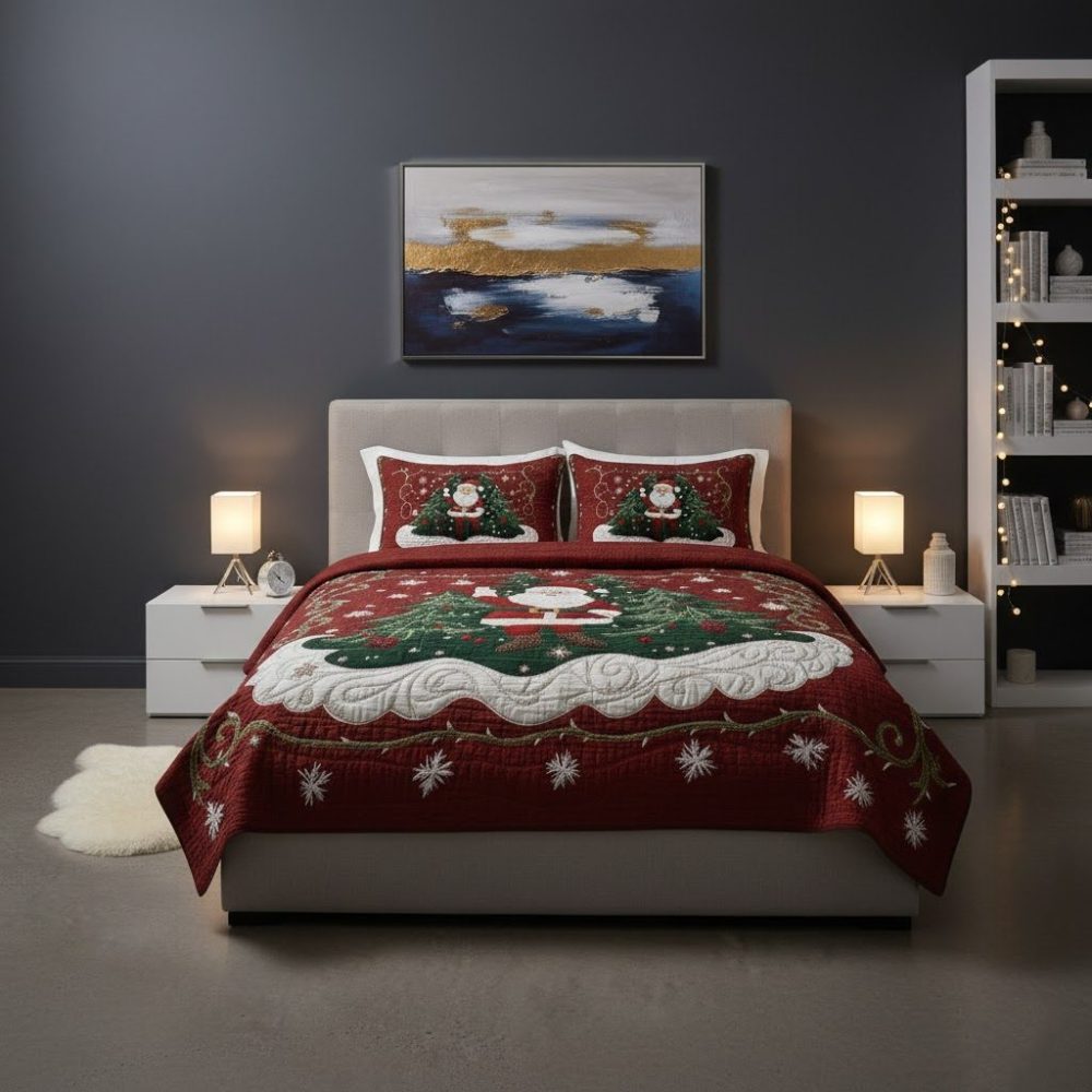 Santa Workshop Wonder 3-Piece Quilted Bedding Set - Image 4