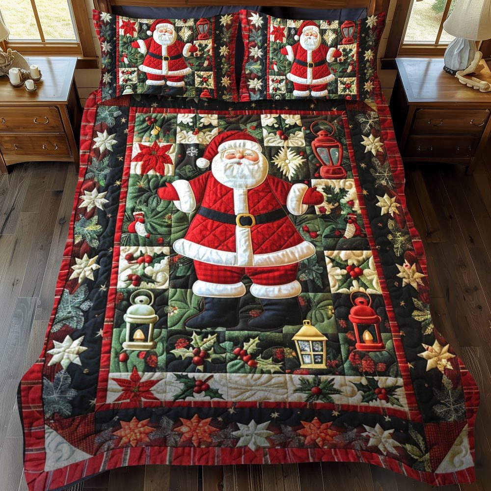 Santa'S Workshop 3-Piece Quilted Bedding Set