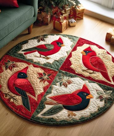 Scarlet Cardinal Quilted Round Mat