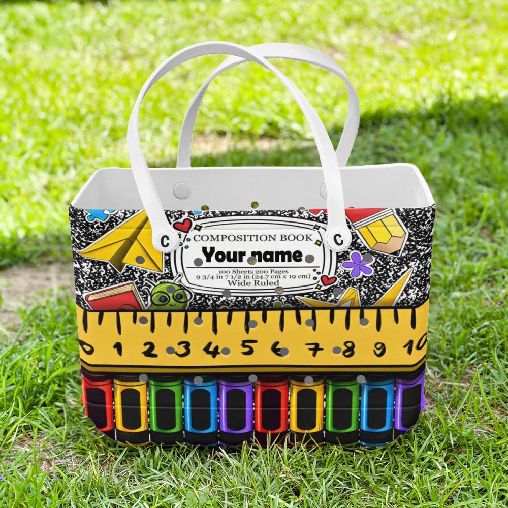 Personalized School Themed Tote Bag - Customizable Name & Colorful Design - Image 2