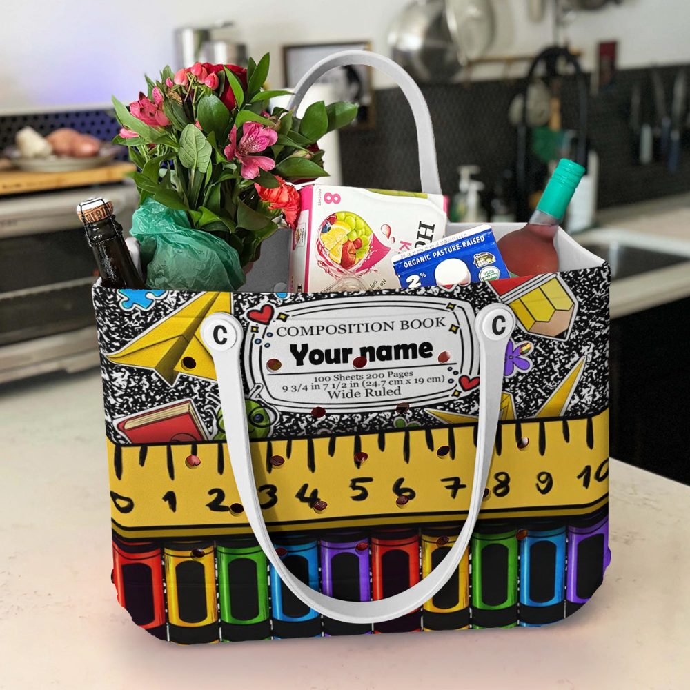 Personalized School Themed Tote Bag - Customizable Name & Colorful Design - Image 4