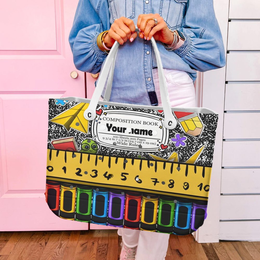Personalized School Themed Tote Bag - Customizable Name & Colorful Design - Image 5