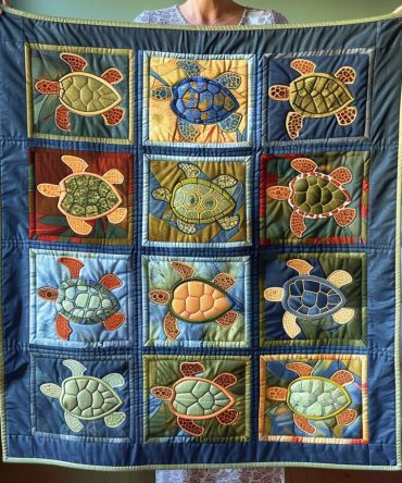 Sea Breeze Turtle Quilted Blanket