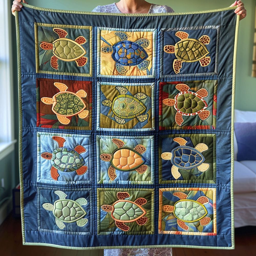 Sea Breeze Turtle Quilted Blanket