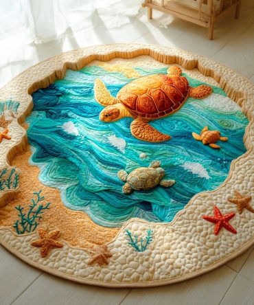 Sea Breeze Turtle Quilted Round Mat