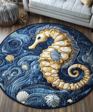 Sea Horse Bliss Quilted Round Mat