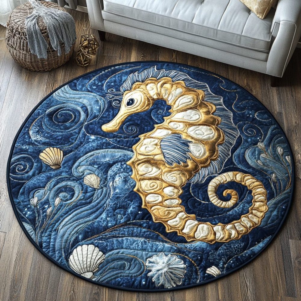 Sea Horse Bliss Quilted Round Mat