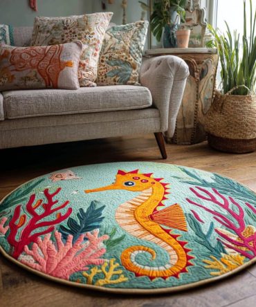 Sea Horse Dream Quilted Round Mat