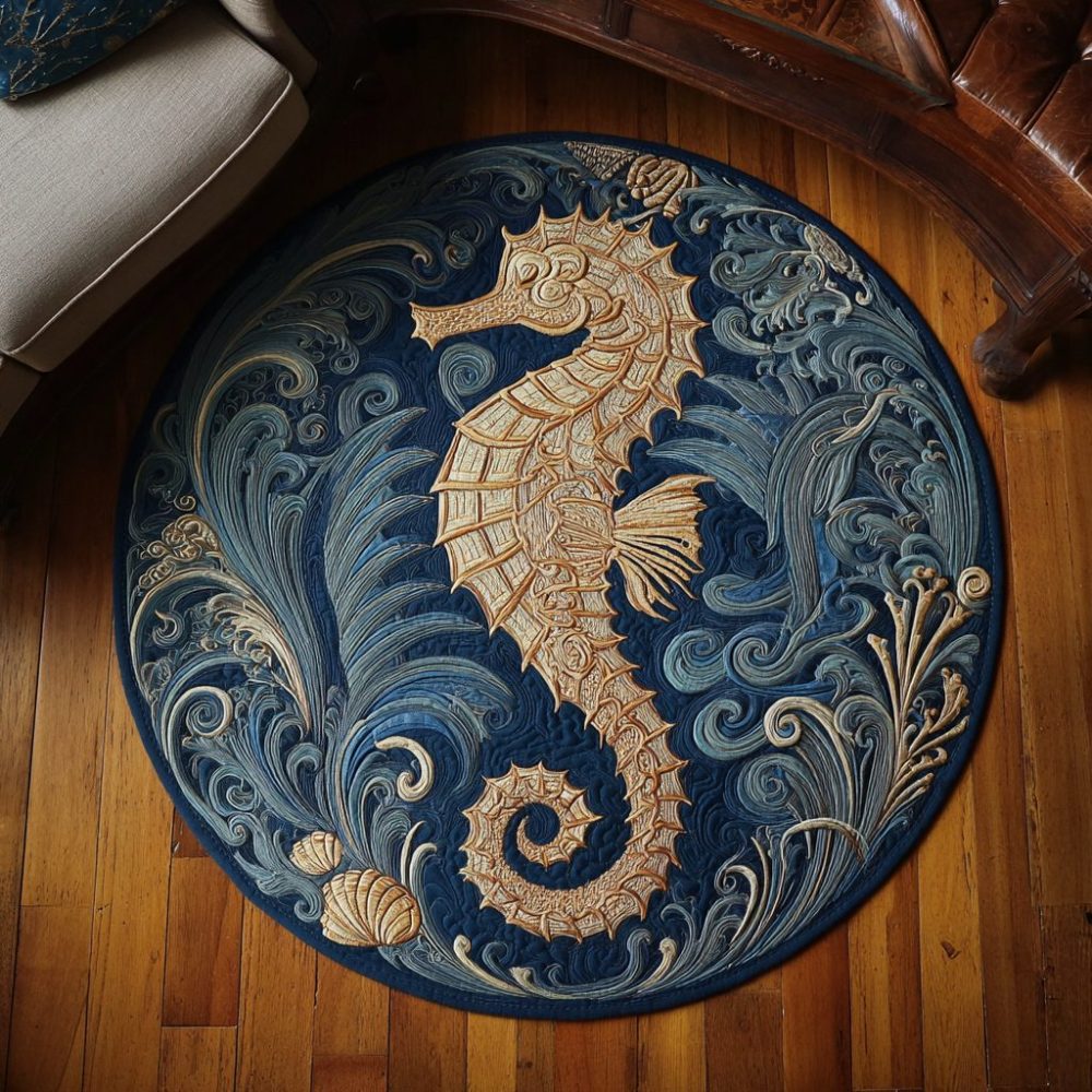 Sea Horse Magic Quilted Round Mat