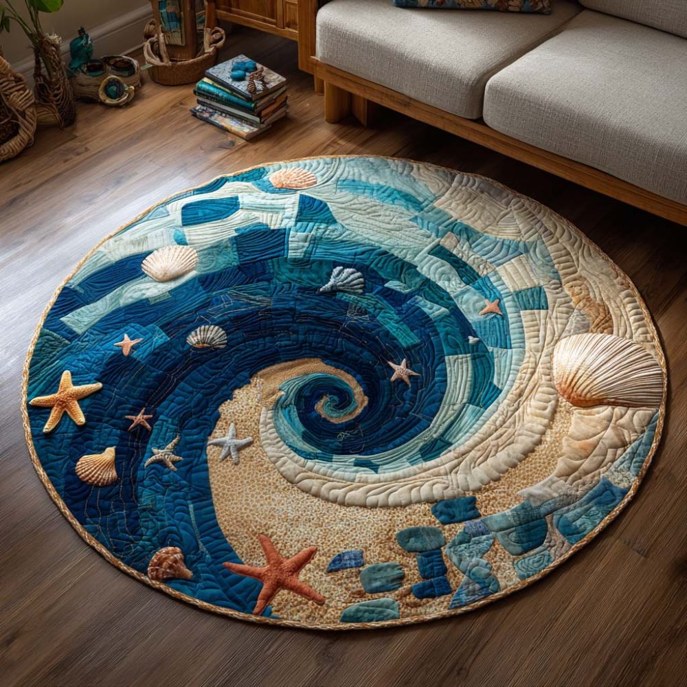 Sea Spiral Quilted Round Mat