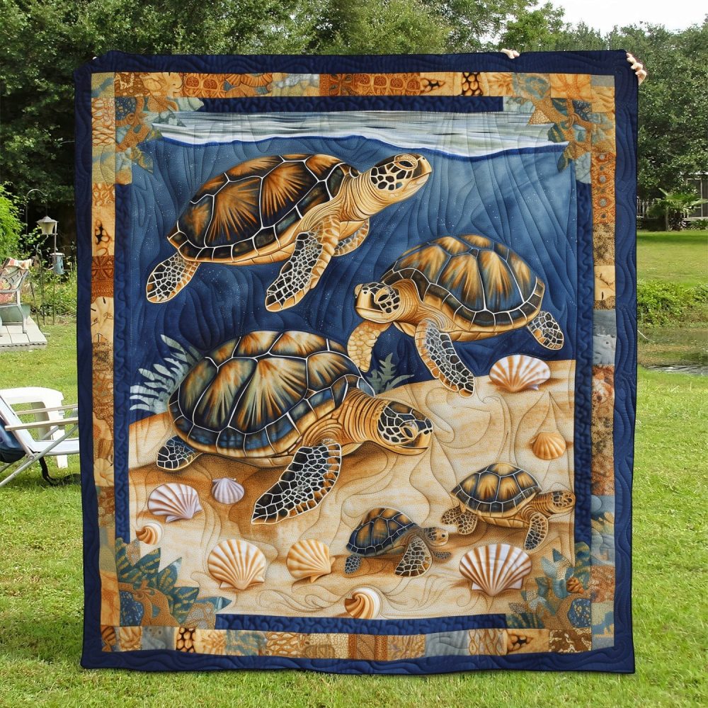 Sea Turtle Cove Quilted Blanket - Image 2