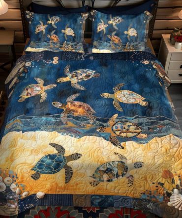 Sea Turtle Mingle 3-Piece Quilted Bedding Set