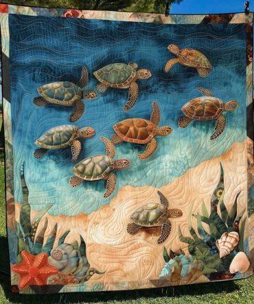 Sea Turtle Oasis Quilted Blanket