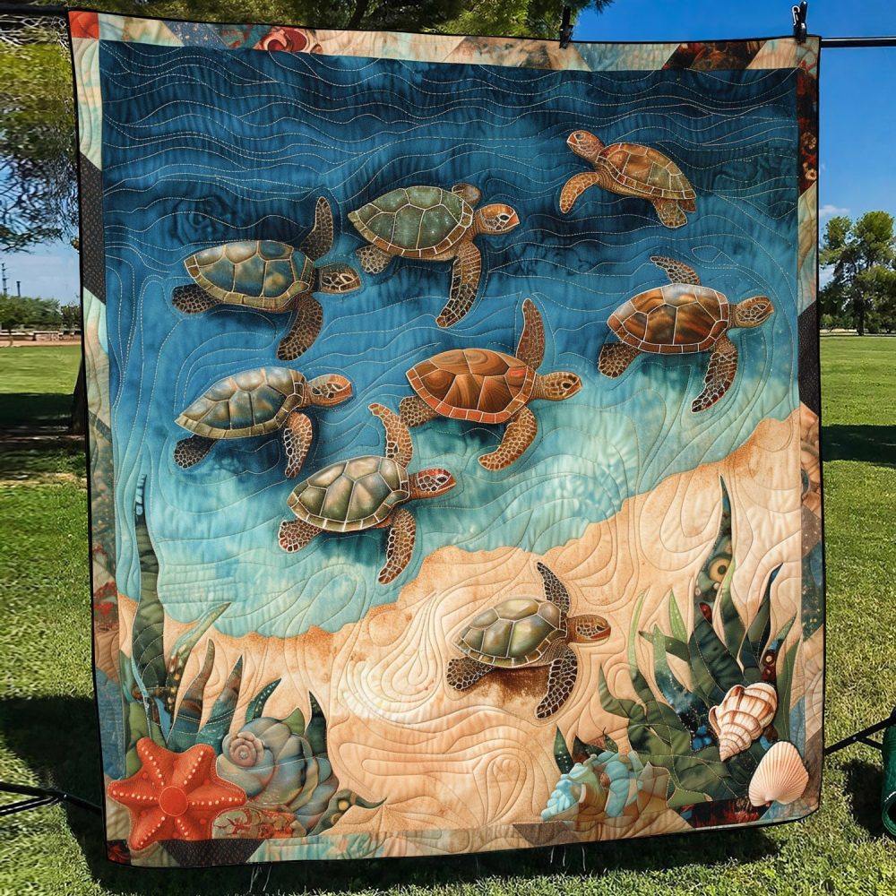 Sea Turtle Oasis Quilted Blanket