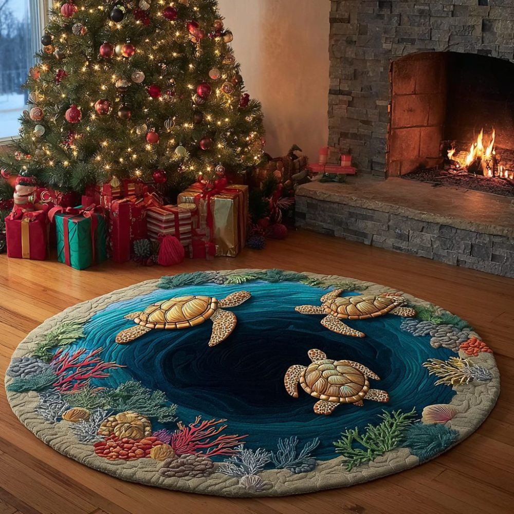 Sea Turtle Quilted Round Mat