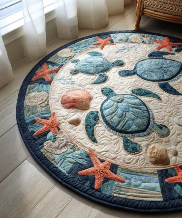 Sea Turtle Serenity Quilted Round Mat