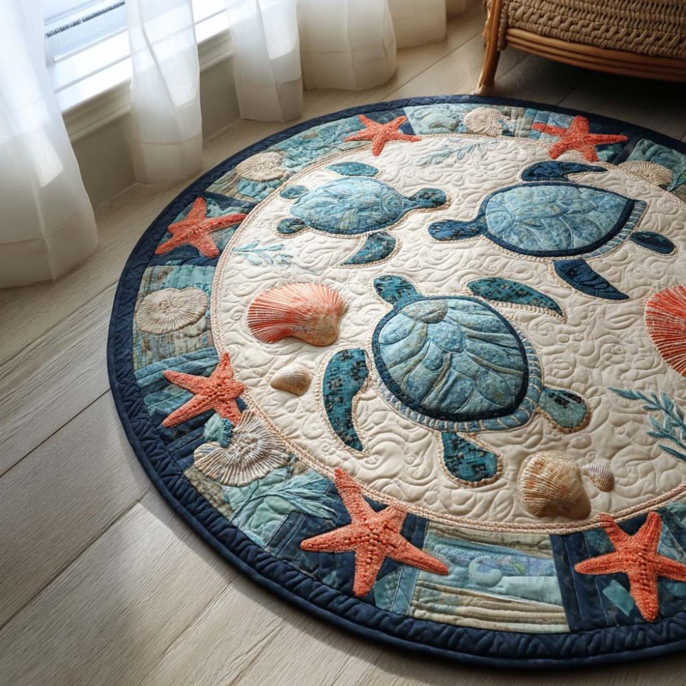 Sea Turtle Serenity Quilted Round Mat