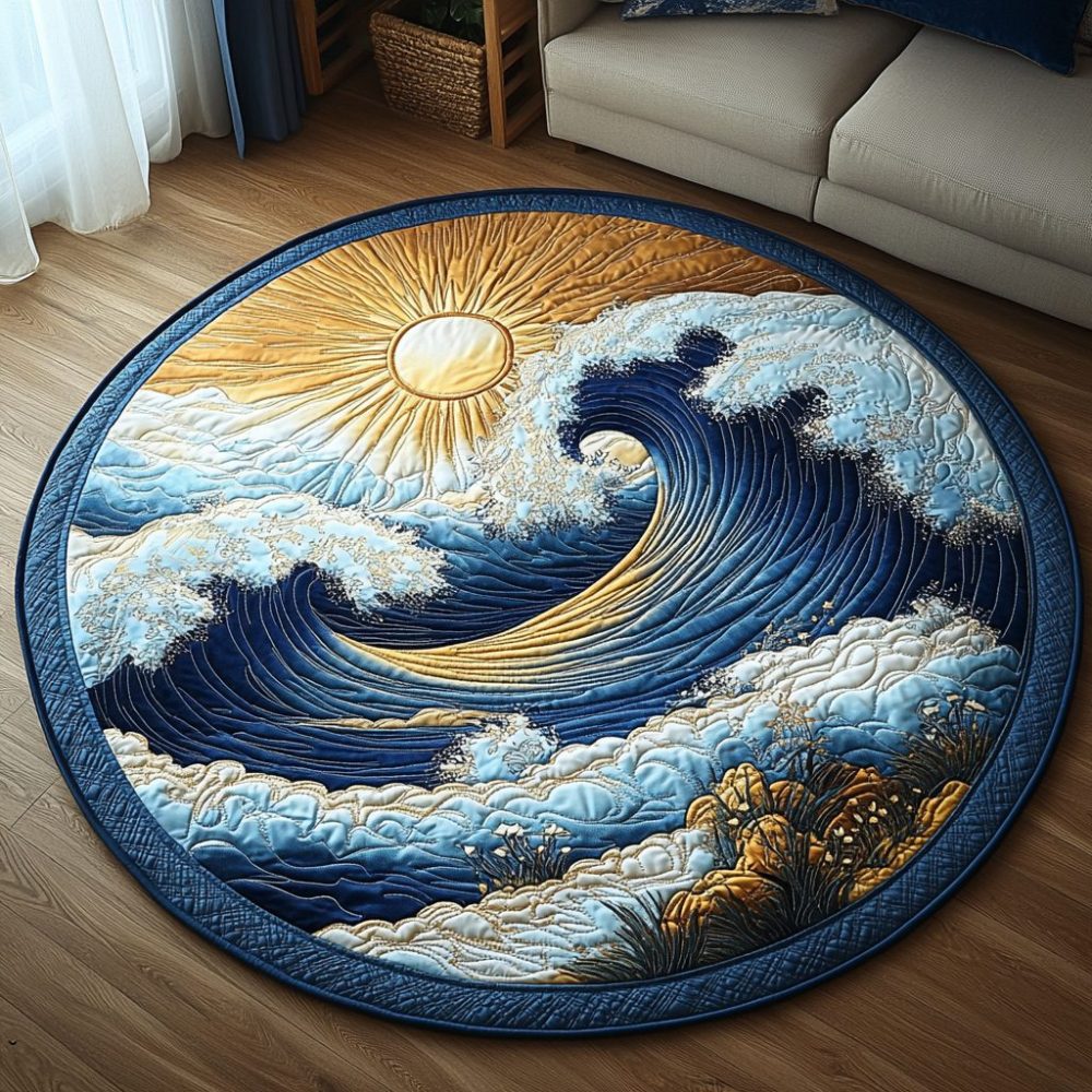Sea Whisper Quilted Round Mat