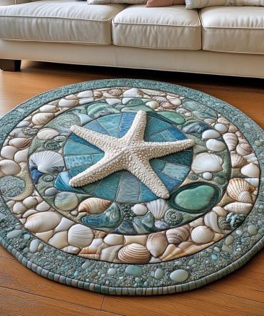 Seabreeze Whirl Quilted Round Mat