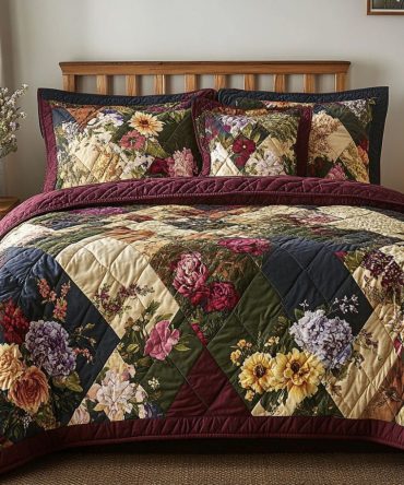 Secret Garden Blooms 3-Piece Quilted Bedding Set