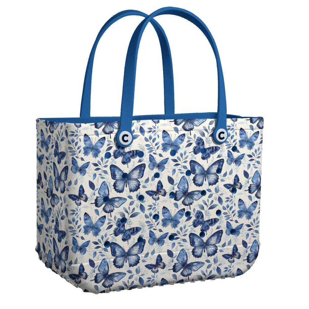 Stylish Blue Butterfly Tote Bag - Eco-Friendly, Spacious & Durable For Everyday Use
