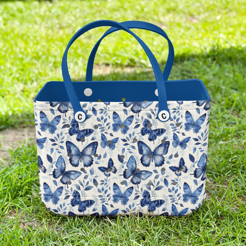 Stylish Blue Butterfly Tote Bag - Eco-Friendly, Spacious & Durable For Everyday Use - Image 3