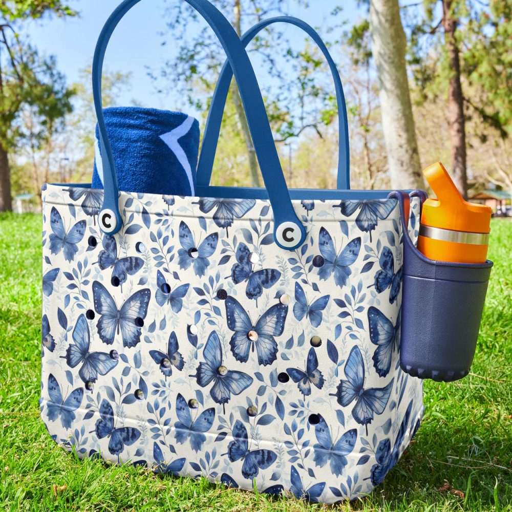 Stylish Blue Butterfly Tote Bag - Eco-Friendly, Spacious & Durable For Everyday Use - Image 4