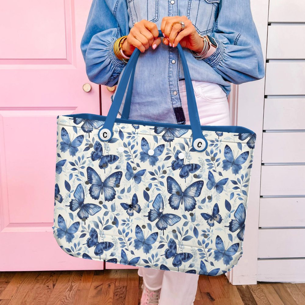 Stylish Blue Butterfly Tote Bag - Eco-Friendly, Spacious & Durable For Everyday Use - Image 6