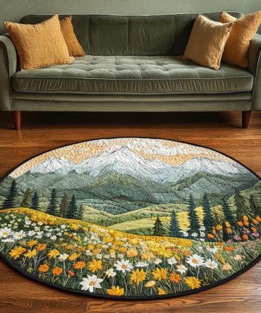 Serene Landscape Quilted Round Mat